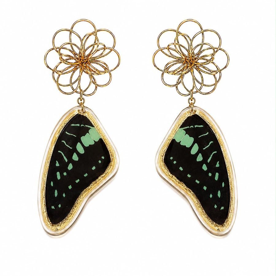 Pendientes Bruma, alas de mariposa auténticas