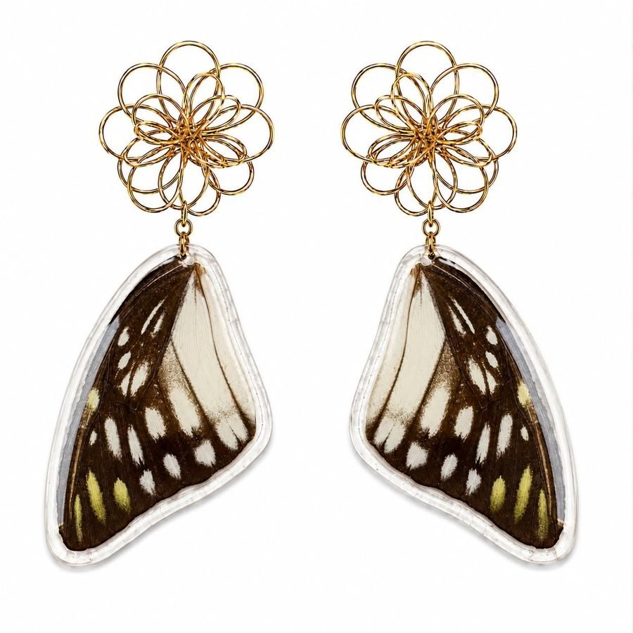 Pendientes Ópalo, alas de mariposa auténticas