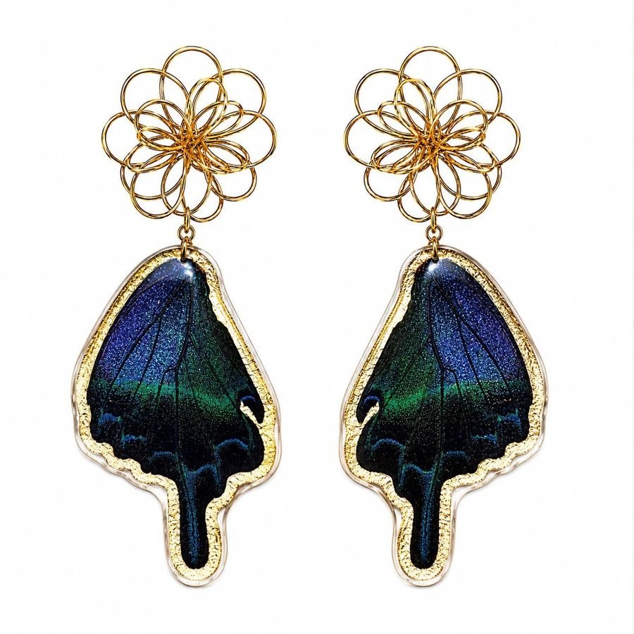 Pendientes Sabana, alas de mariposa auténticas