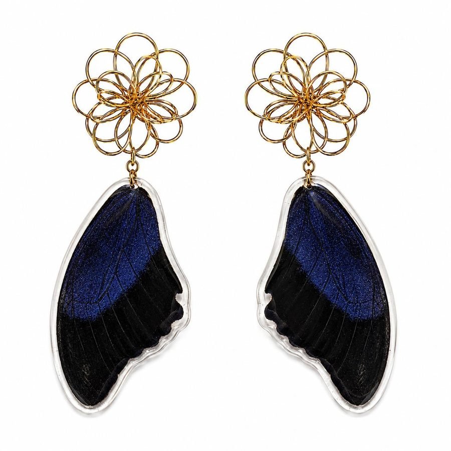 Pendientes Turquesa, alas de mariposa auténticas
